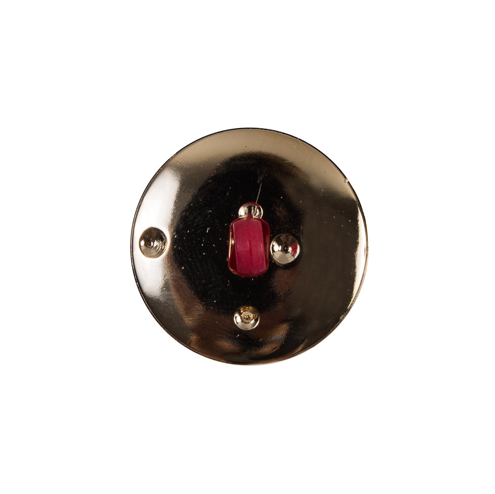 Italian Red/Gold Plastic Shank-Back Button - 30L/19mm - Detail Italian Red/Gold Plastic Shank-Back Button - 30L/19mm - Detail