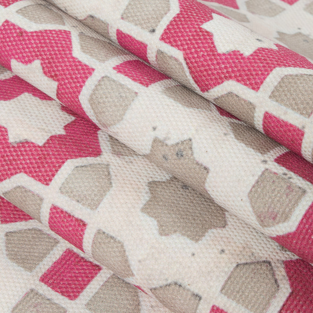 Pink/Beige Geometric Floral Outdoor Canvas Folded Pink/Beige Geometric Floral Outdoor Canvas Folded