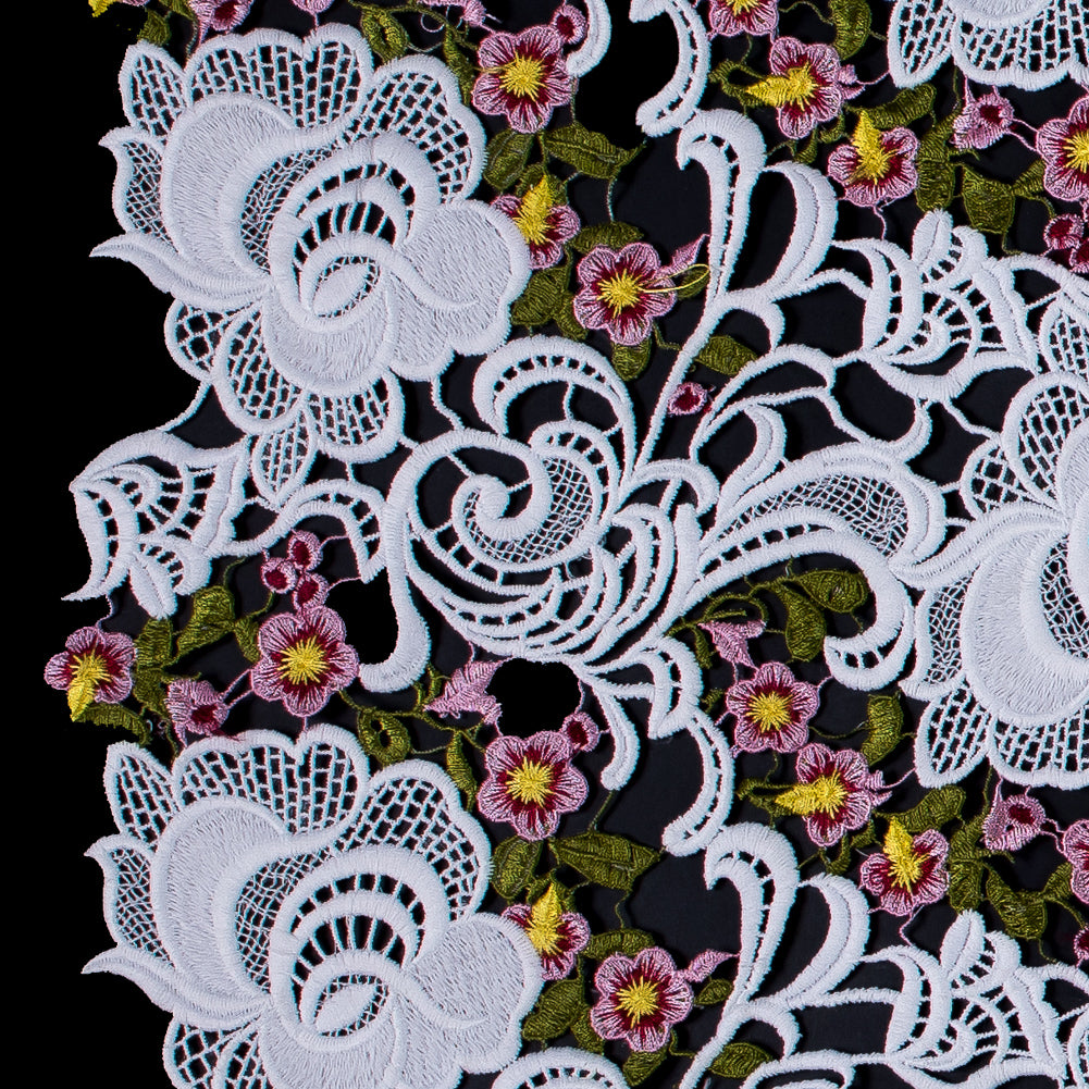 White Floral Embroidered Guipure Lace White Floral Embroidered Guipure Lace