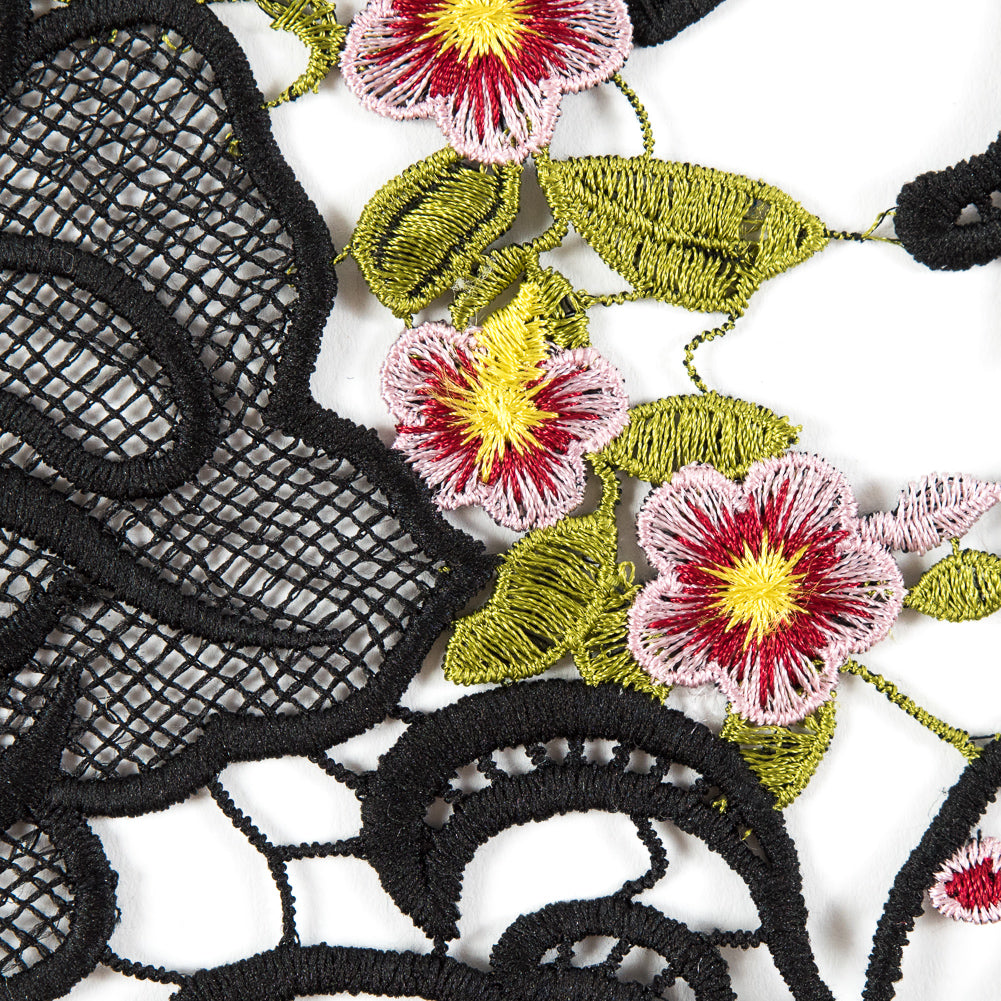 Black Floral Embroidered Guipure Lace Full Black Floral Embroidered Guipure Lace Full