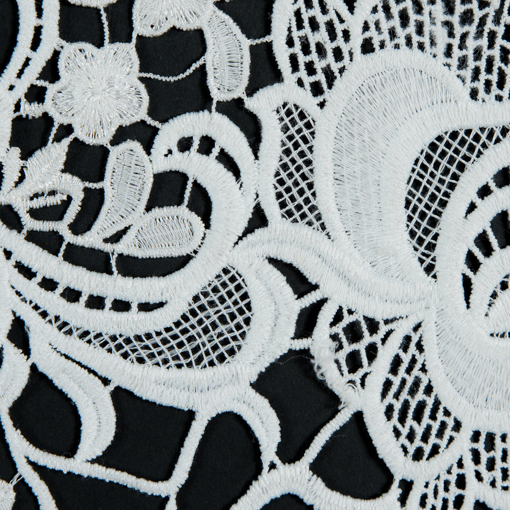 All White Floral Embroidered Guipure Lace - Full All White Floral Embroidered Guipure Lace - Full