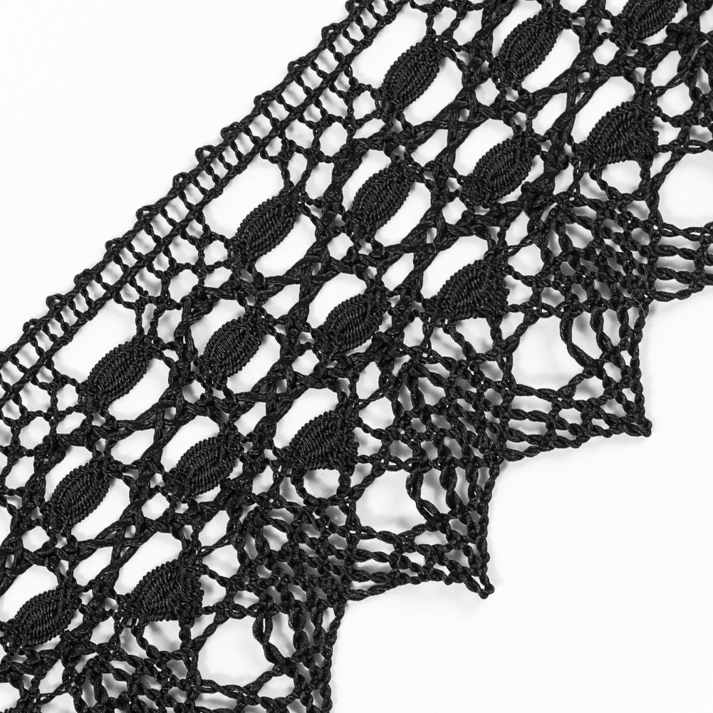 Black Crochet Lace Trimming - 2.75 - Detail Black Crochet Lace Trimming - 2.75 - Detail