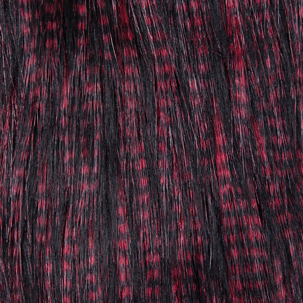 Black and Red Long Haired Faux Fur - Detail Black and Red Long Haired Faux Fur - Detail