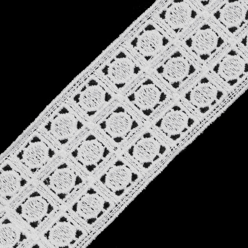 White Embroidered Lace Trim - 1.5" Detail White Embroidered Lace Trim - 1.5" Detail