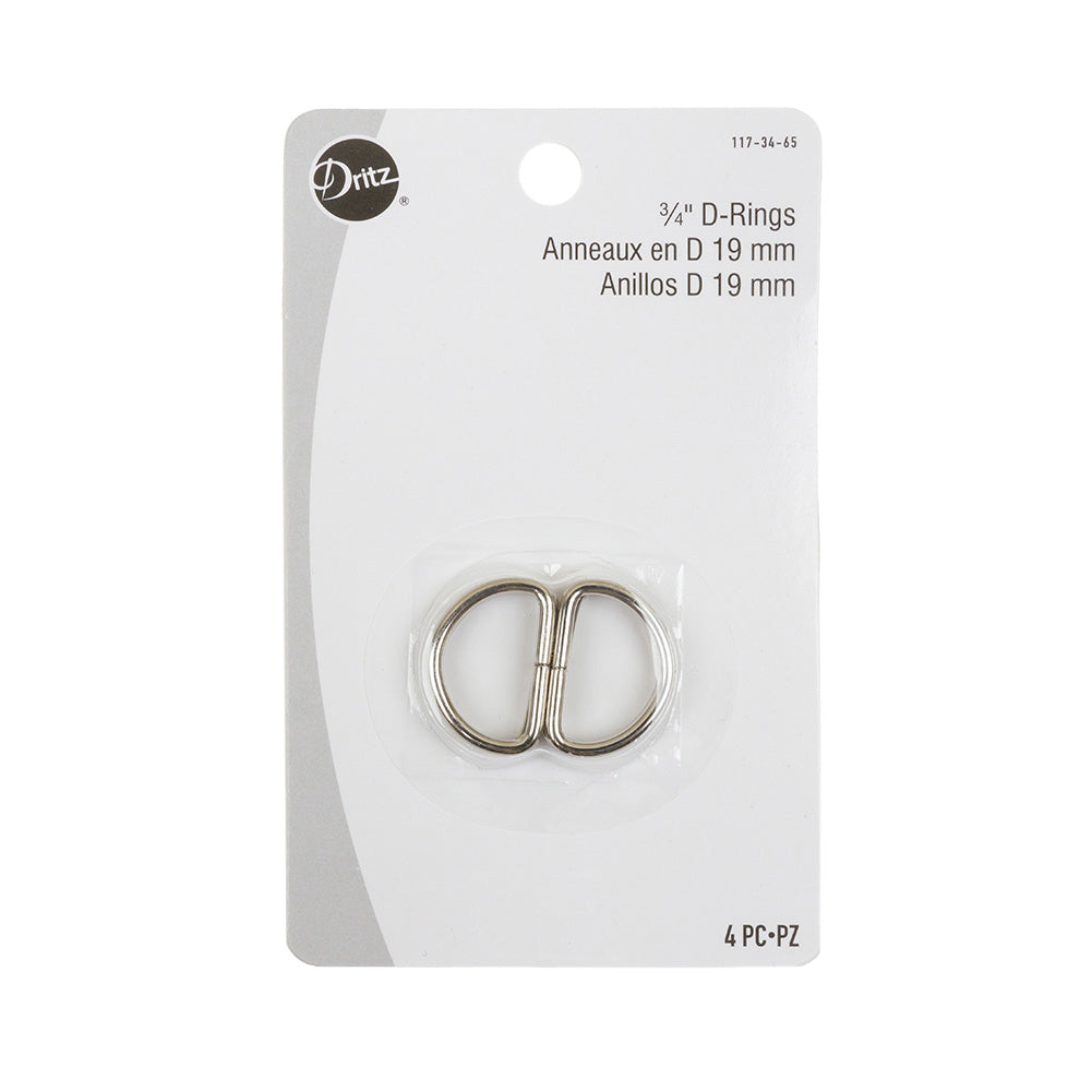 Dritz 4pc Nickel D-Rings - 0.75" Dritz 4pc Nickel D-Rings - 0.75"