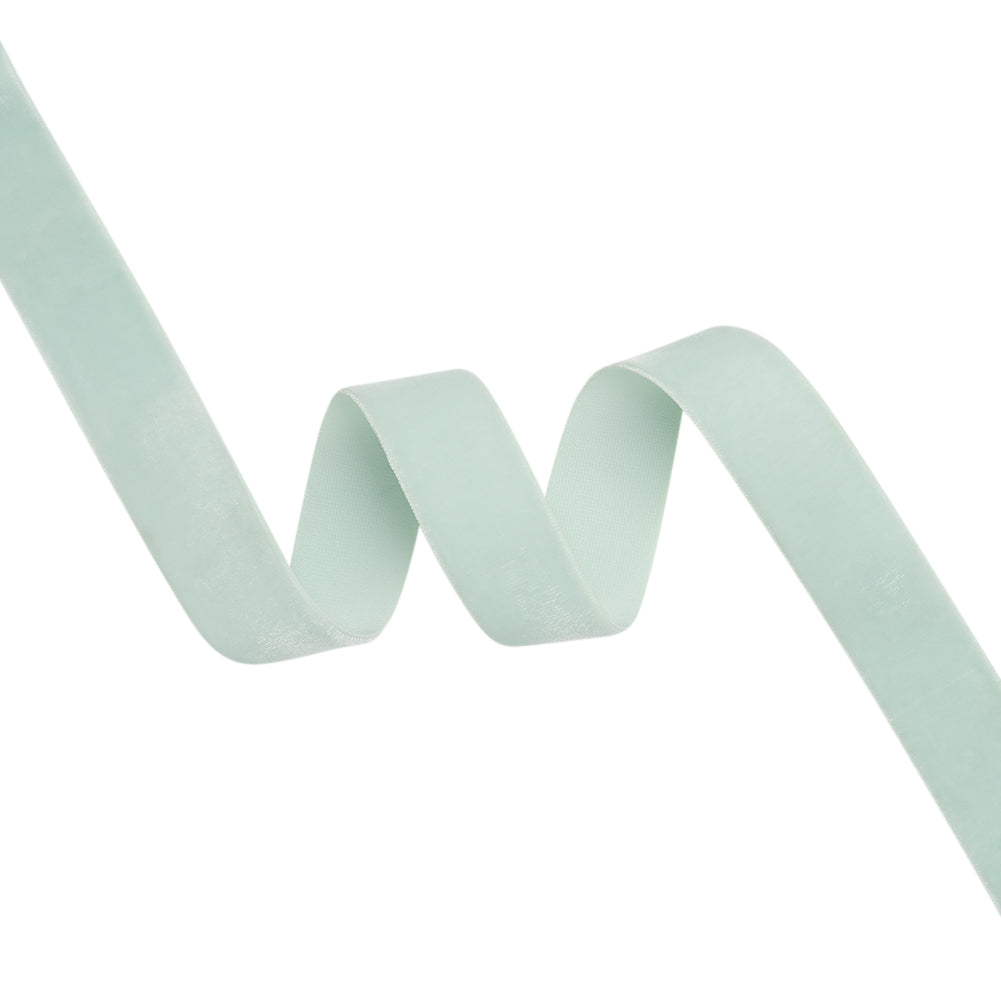 Stretch Velvet Ribbon Trim Made in Italy - 0.875" - Pale Mint - Gislaine Collection Stretch Velvet Ribbon Trim Made in Italy - 0.875" - Pale Mint - Gislaine Collection