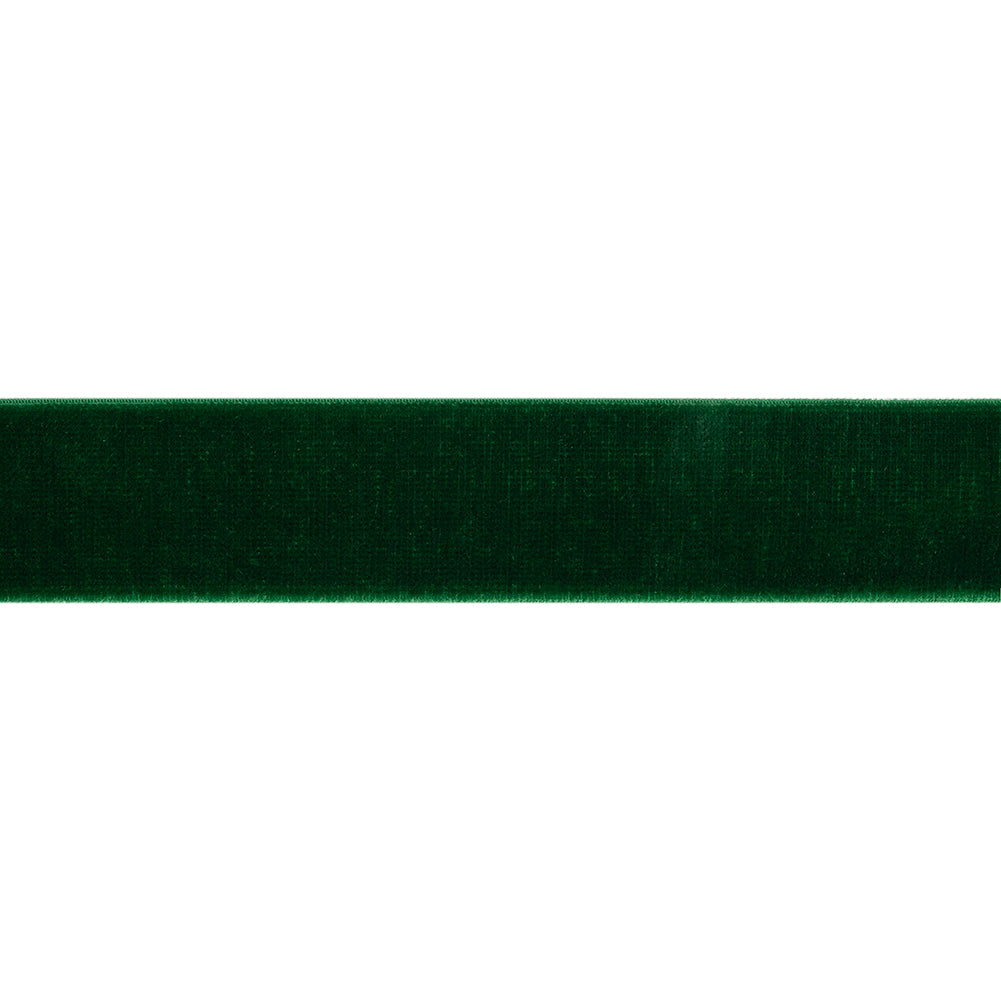 Stretch Velvet Ribbon Trim Made in Italy - 0.875" - Emerald Green - Gislaine Collection - Folded Stretch Velvet Ribbon Trim Made in Italy - 0.875" - Emerald Green - Gislaine Collection - Folded