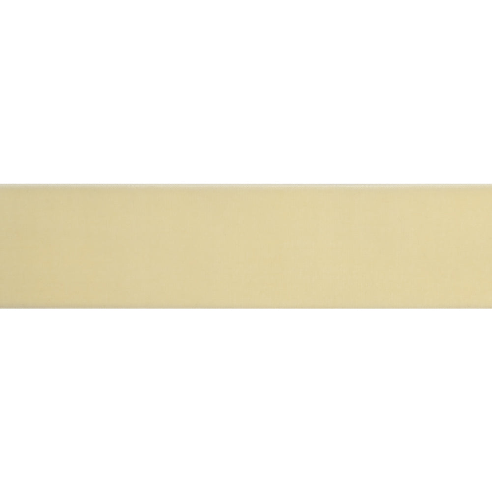 Stretch Velvet Ribbon Trim Made in Italy - 1.5" - Ivory - Gislaine Collection - Folded Stretch Velvet Ribbon Trim Made in Italy - 1.5" - Ivory - Gislaine Collection - Folded