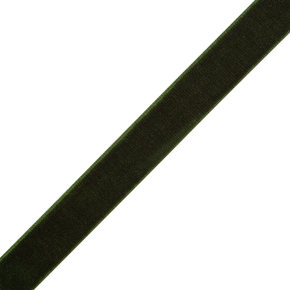 Stretch Velvet Ribbon Trim Made in Italy - 0.625" - Forest Green - Gislaine Collection - Folded Stretch Velvet Ribbon Trim Made in Italy - 0.625" - Forest Green - Gislaine Collection - Folded
