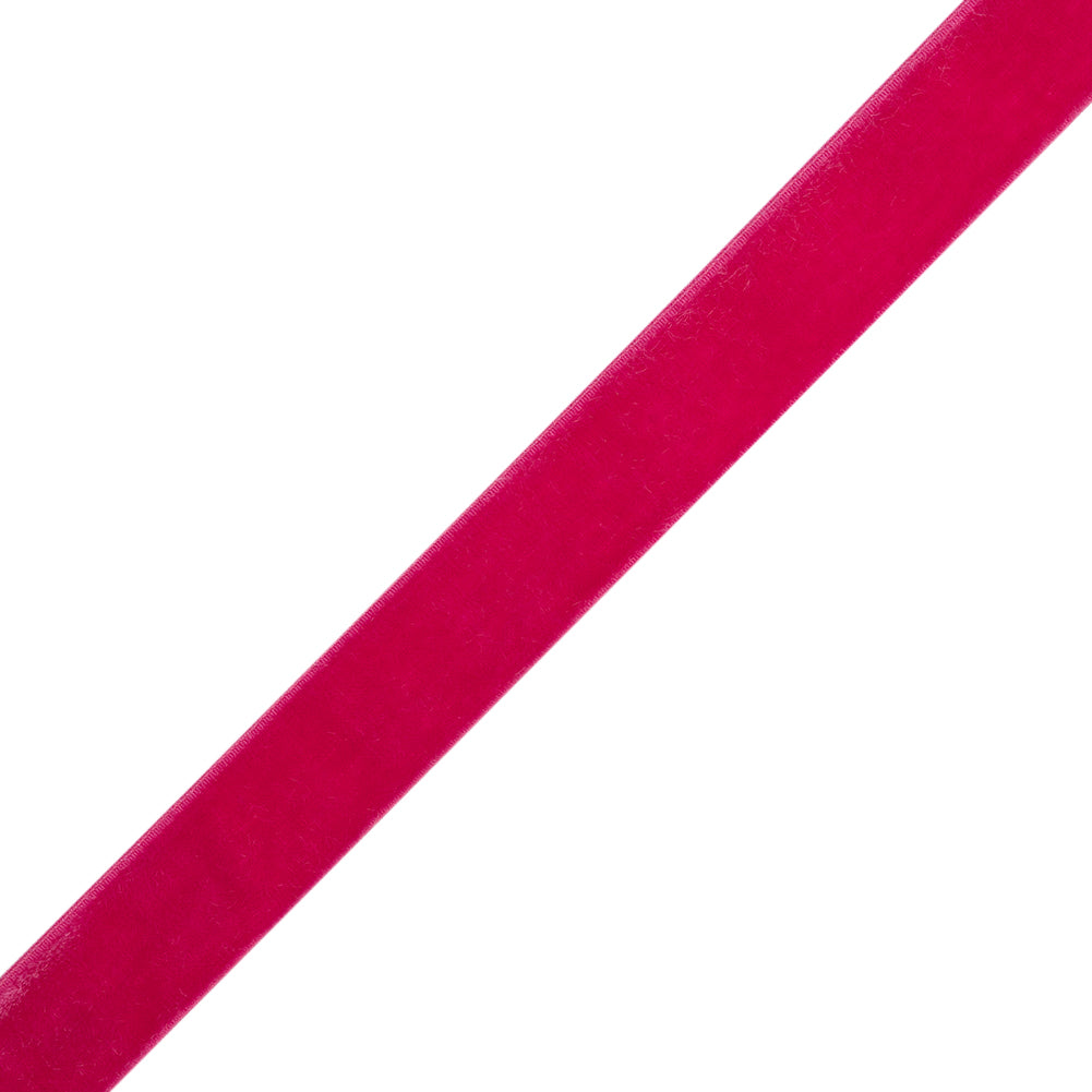 Stretch Velvet Ribbon Trim Made in Italy - 0.625" - Fuchsia - Gislaine Collection - Folded Stretch Velvet Ribbon Trim Made in Italy - 0.625" - Fuchsia - Gislaine Collection - Folded