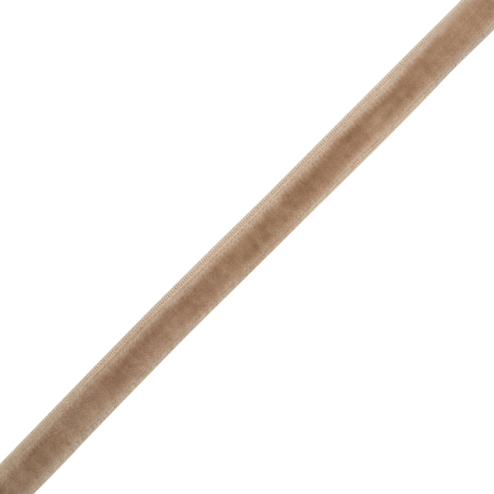 Stretch Velvet Ribbon Trim Made in Italy - 0.25" - Beige - Gislaine Collection - Folded Stretch Velvet Ribbon Trim Made in Italy - 0.25" - Beige - Gislaine Collection - Folded