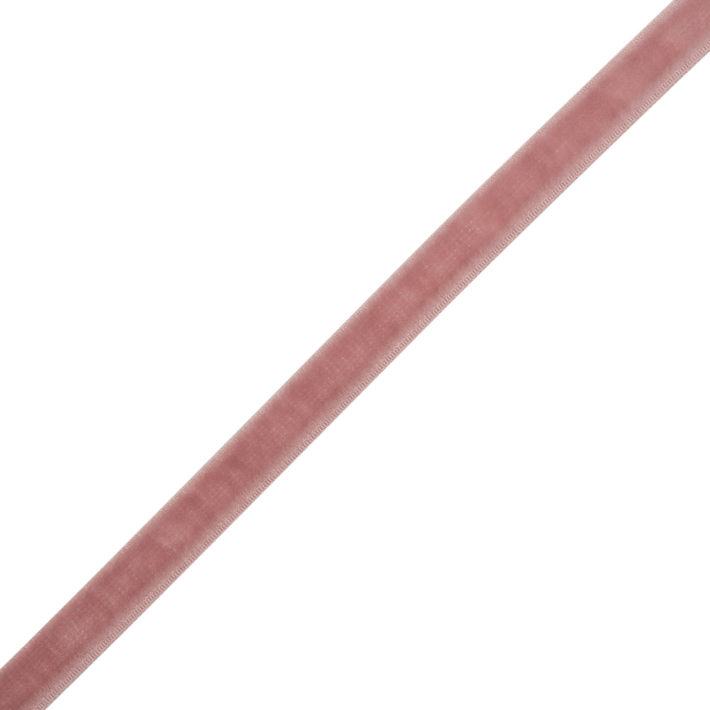 Stretch Velvet Ribbon Trim Made in Italy - 0.25" - Dusty Rose - Gislaine Collection - Folded Stretch Velvet Ribbon Trim Made in Italy - 0.25" - Dusty Rose - Gislaine Collection - Folded
