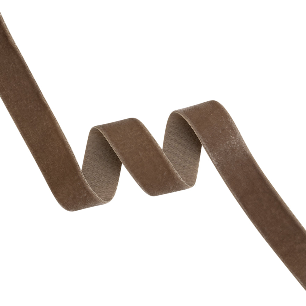 Stretch Velvet Ribbon Trim Made in Italy - 0.875" - Beige - Gislaine Collection Stretch Velvet Ribbon Trim Made in Italy - 0.875" - Beige - Gislaine Collection