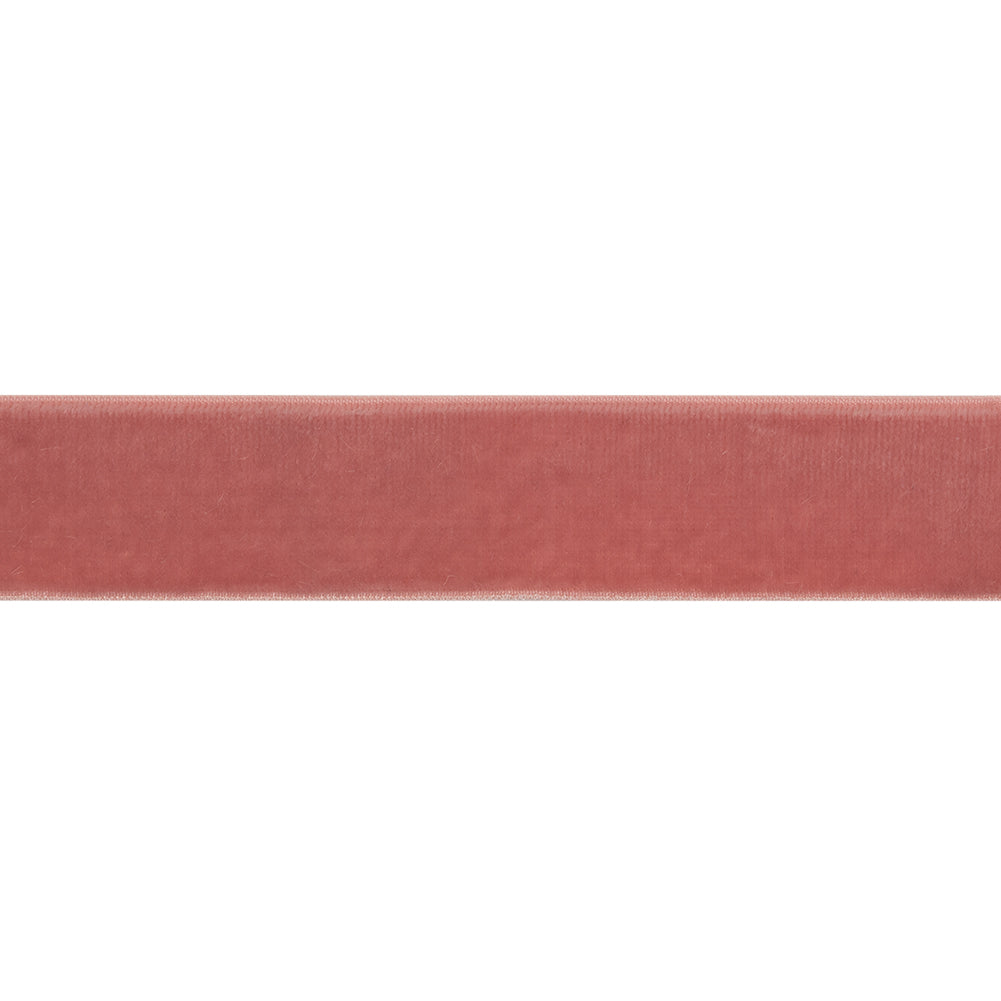 Stretch Velvet Ribbon Trim Made in Italy - 0.875" - Dusty Rose - Gislaine Collection - Folded Stretch Velvet Ribbon Trim Made in Italy - 0.875" - Dusty Rose - Gislaine Collection - Folded