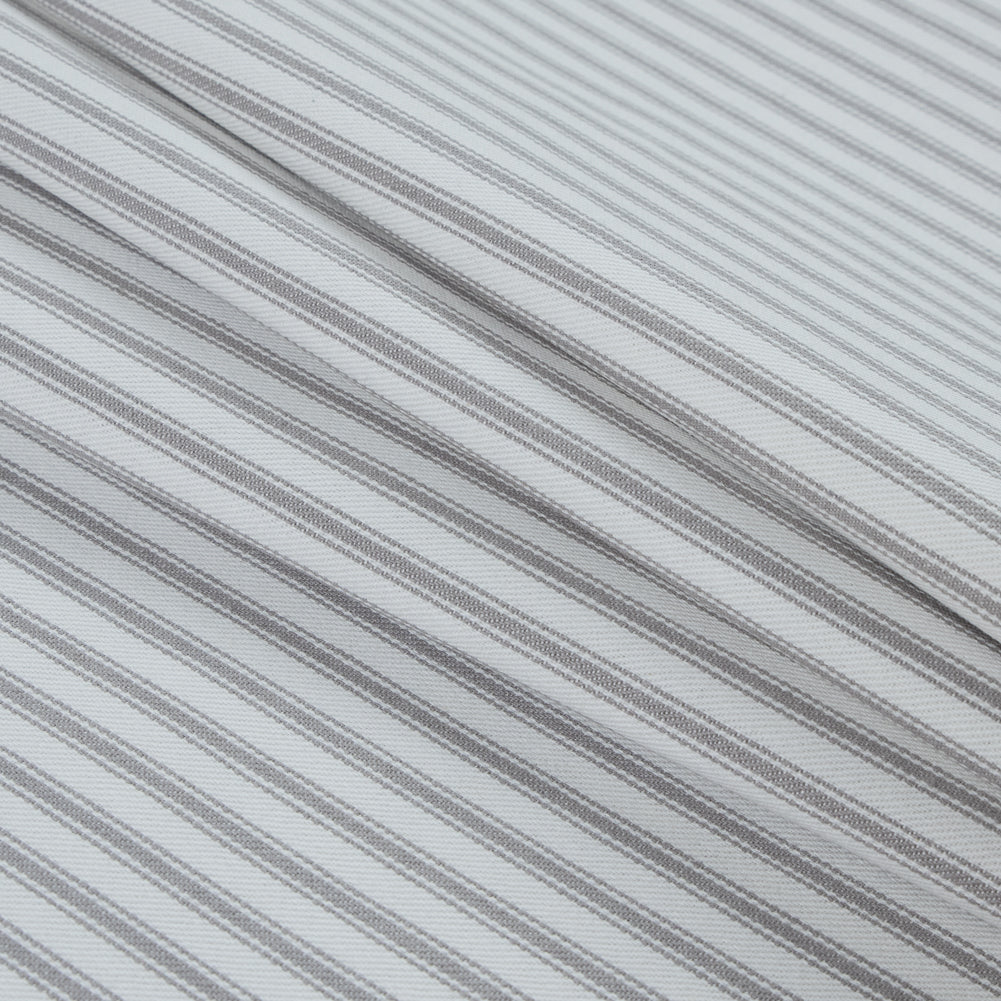 Nickle and White Ticking Striped Cotton Twill - Folded Nickle and White Ticking Striped Cotton Twill - Folded