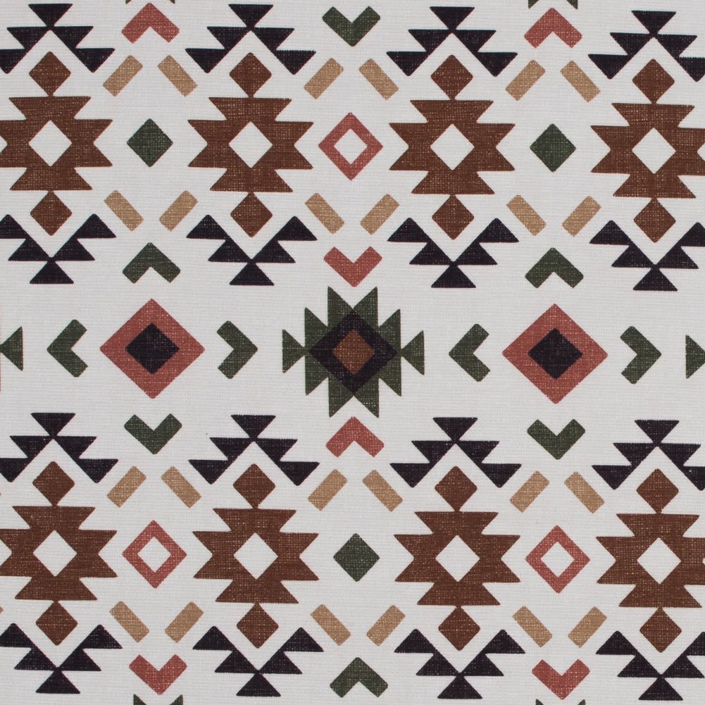 Brown and Green Geometric Printed Brushed Canvas Brown and Green Geometric Printed Brushed Canvas