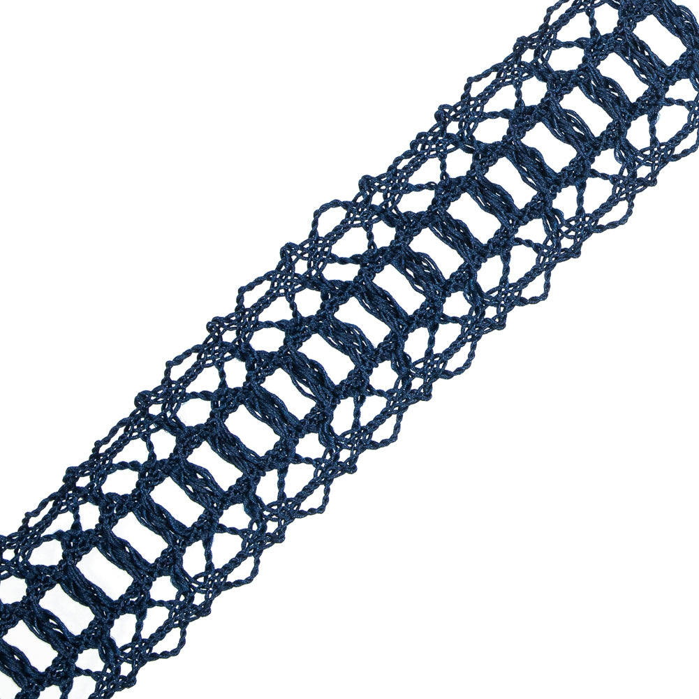 Navy European Crochet Trim - 1.25" Detail Navy European Crochet Trim - 1.25" Detail