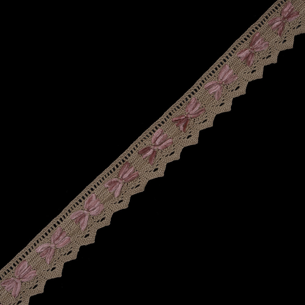 Beige and Pink Crochet Chenille Trim - 1.5 Beige and Pink Crochet Chenille Trim - 1.5