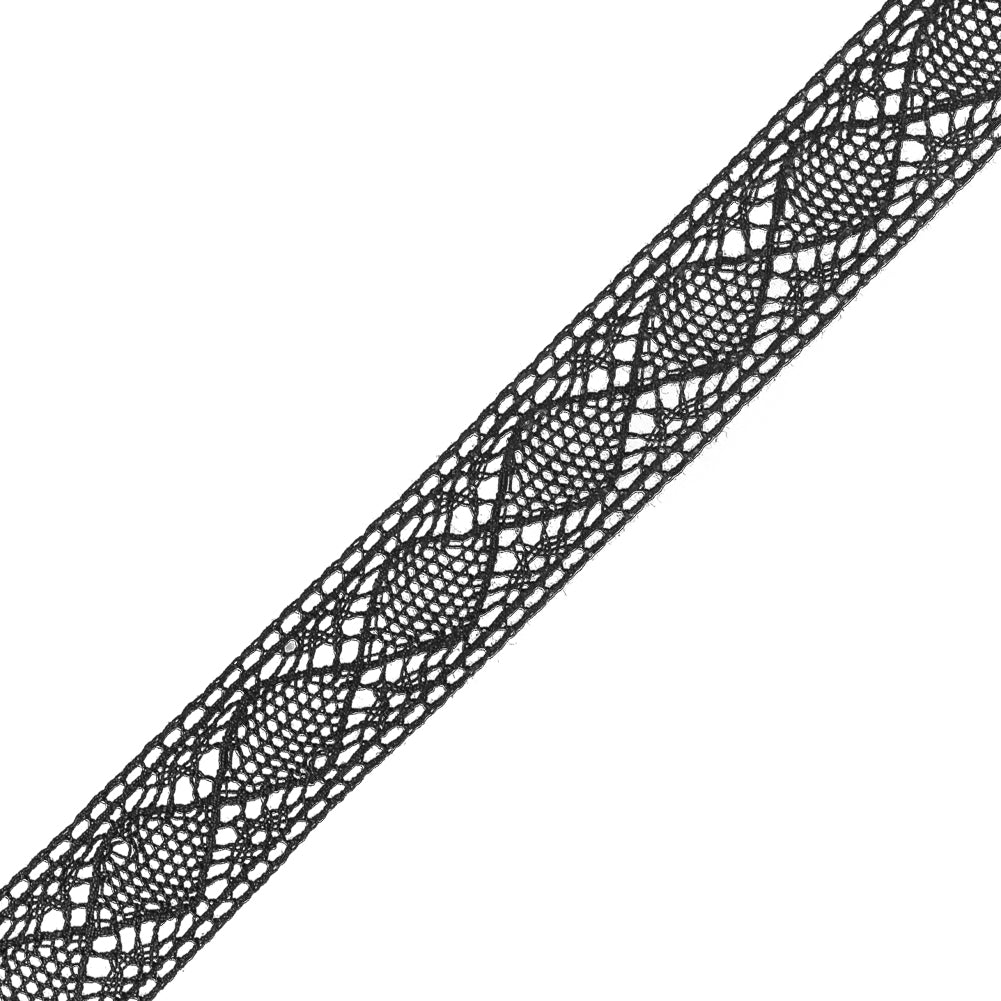 Black European Cotton Crochet Lace Trim - 0.625 - Detail Black European Cotton Crochet Lace Trim - 0.625 - Detail