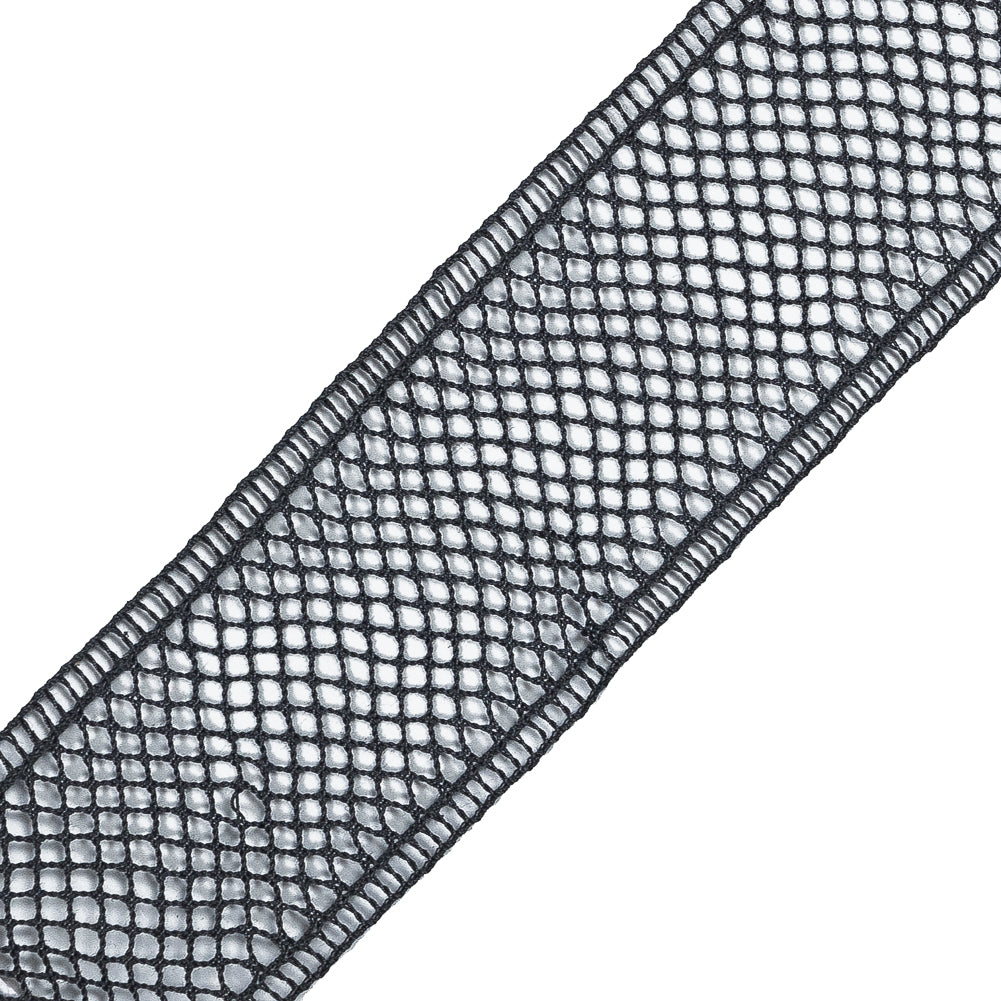 Charcoal European Cotton Crochet Trim - 1.5 - Detail Charcoal European Cotton Crochet Trim - 1.5 - Detail