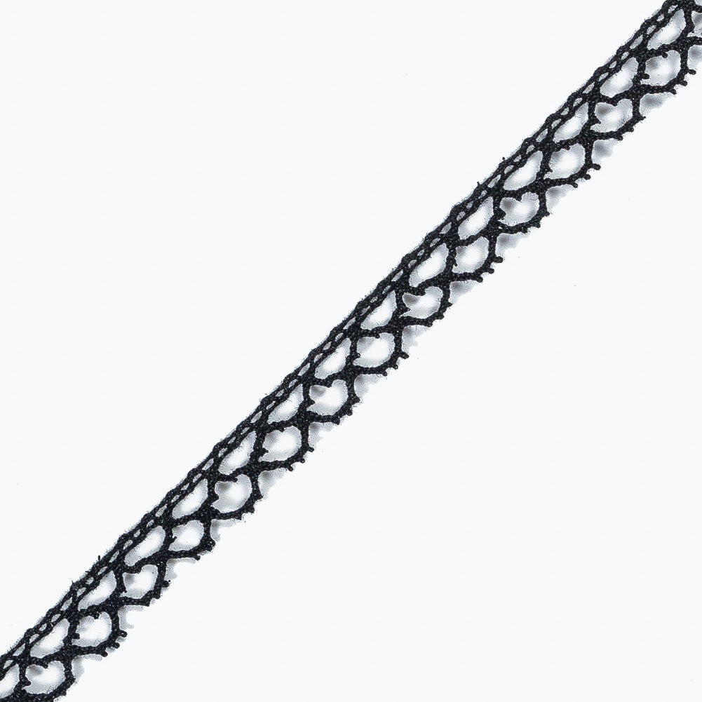 Black European Cotton Crochet Trim - 0.375 - Detail Black European Cotton Crochet Trim - 0.375 - Detail
