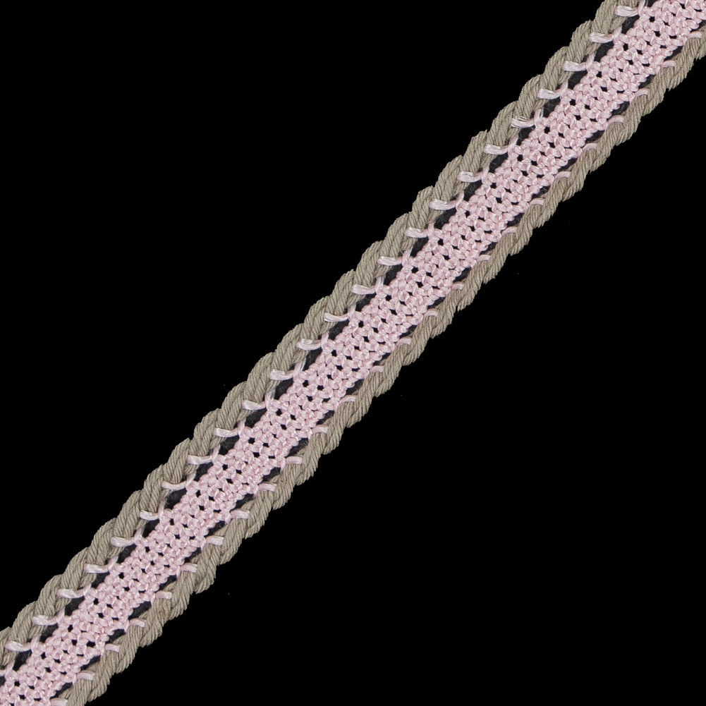 Pink and Beige European Crochet Trim - 0.5 - Detail Pink and Beige European Crochet Trim - 0.5 - Detail