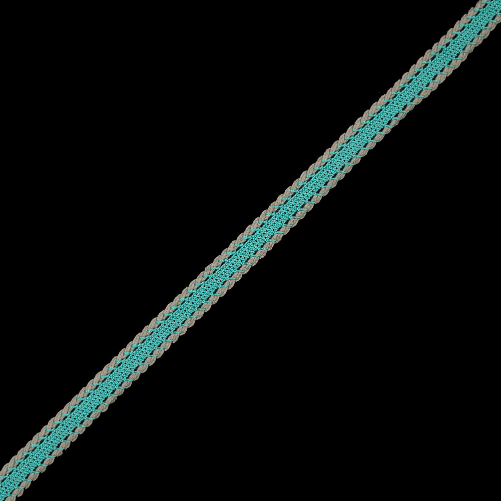 Teal and Beige European Crochet Trim - 0.5" Teal and Beige European Crochet Trim - 0.5"