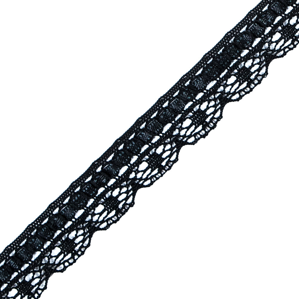 Black European Crochet Trim - 0.75" Detail Black European Crochet Trim - 0.75" Detail