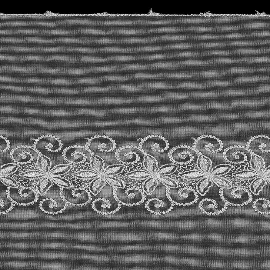 White Floral Embroidered Mesh Trim Detail White Floral Embroidered Mesh Trim Detail