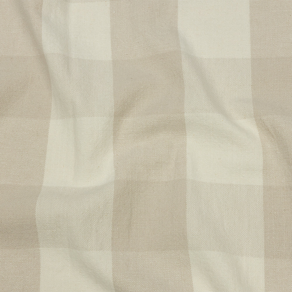 Beige and Cream Buffalo Check Linen and Cotton Woven Beige and Cream Buffalo Check Linen and Cotton Woven
