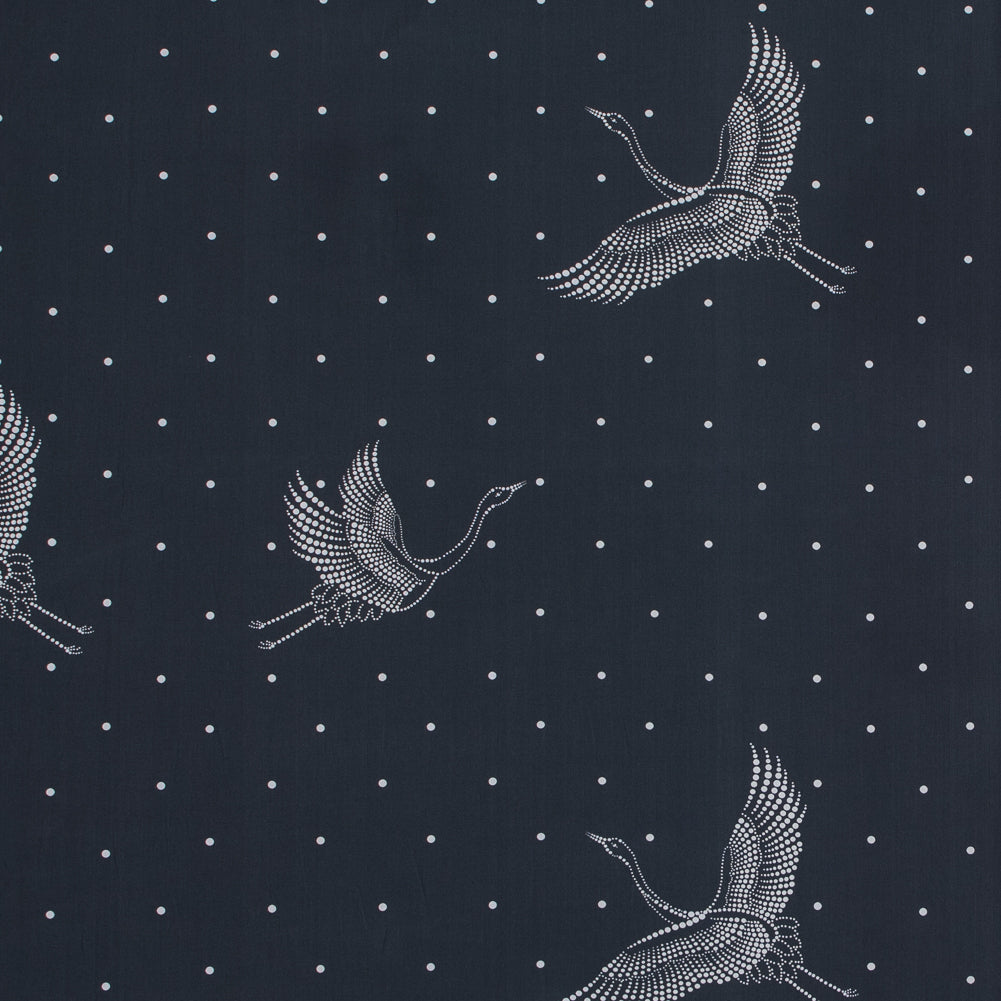 European Black and White Constellation Cranes Cotton Poplin European Black and White Constellation Cranes Cotton Poplin