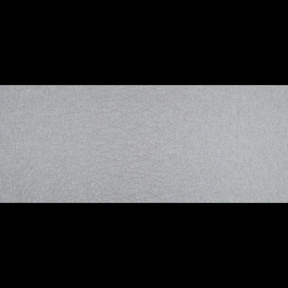Gray and Metallic Silver Embroidered Drapery Sheer - Full Gray and Metallic Silver Embroidered Drapery Sheer - Full