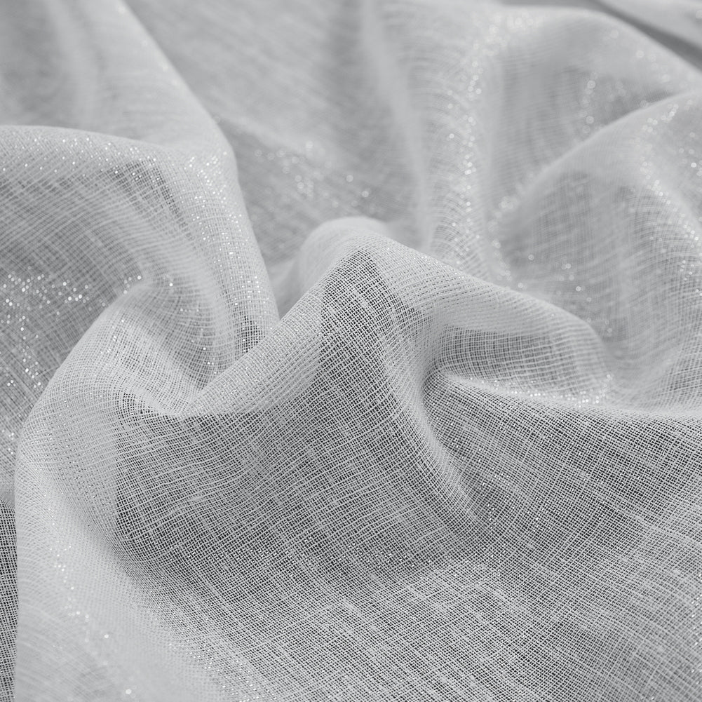 White and Metallic Silver Drapery Sheer - Detail White and Metallic Silver Drapery Sheer - Detail