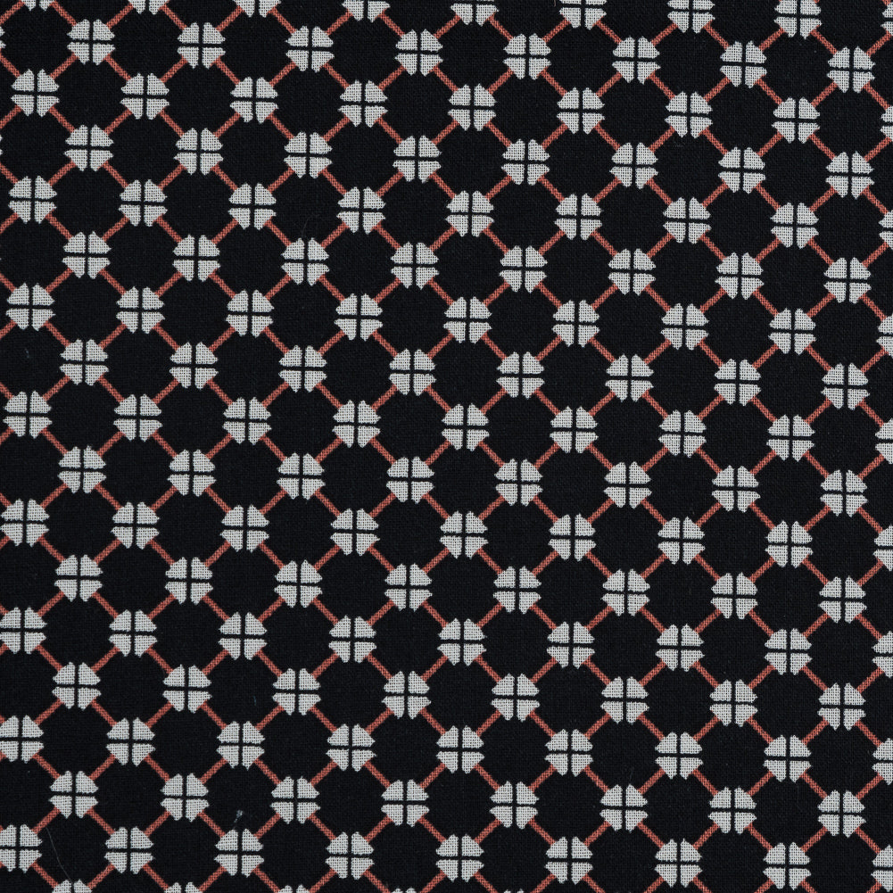 Black and Orange Geometric Printed Cotton Voile - Full Black and Orange Geometric Printed Cotton Voile - Full