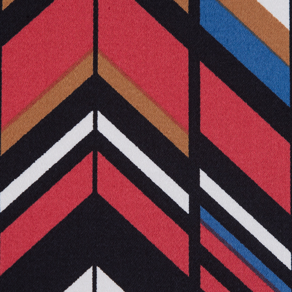 Red, Brown and Blue Chevron Stretch Cotton Sateen Full Red, Brown and Blue Chevron Stretch Cotton Sateen Full