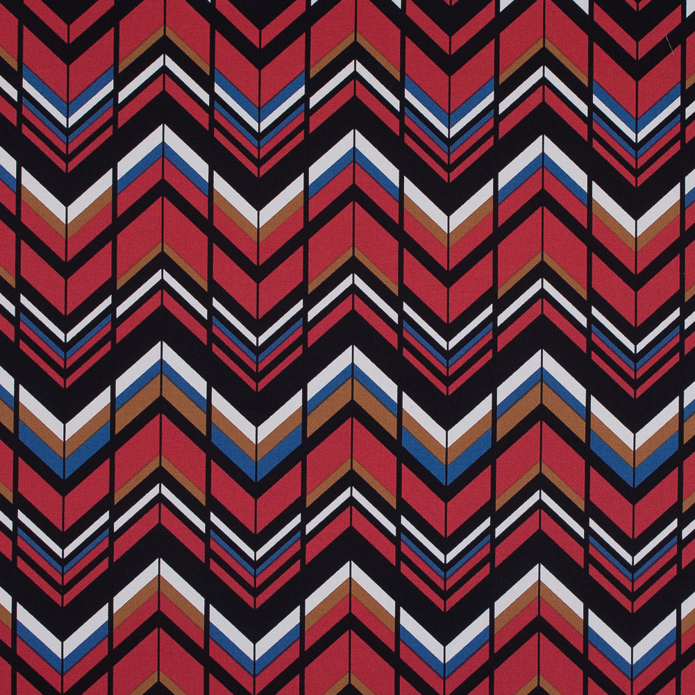 Red, Brown and Blue Chevron Stretch Cotton Sateen Red, Brown and Blue Chevron Stretch Cotton Sateen