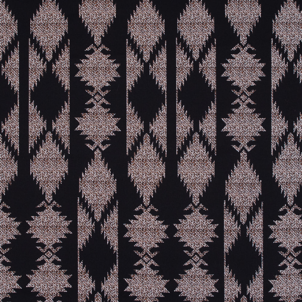 Black and Brown Geometric Stretch Cotton Twill Black and Brown Geometric Stretch Cotton Twill