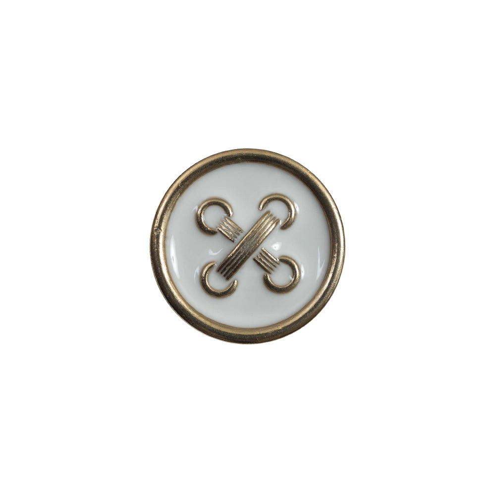 Italian White and Gold Metal Button - 24L/15mm Italian White and Gold Metal Button - 24L/15mm