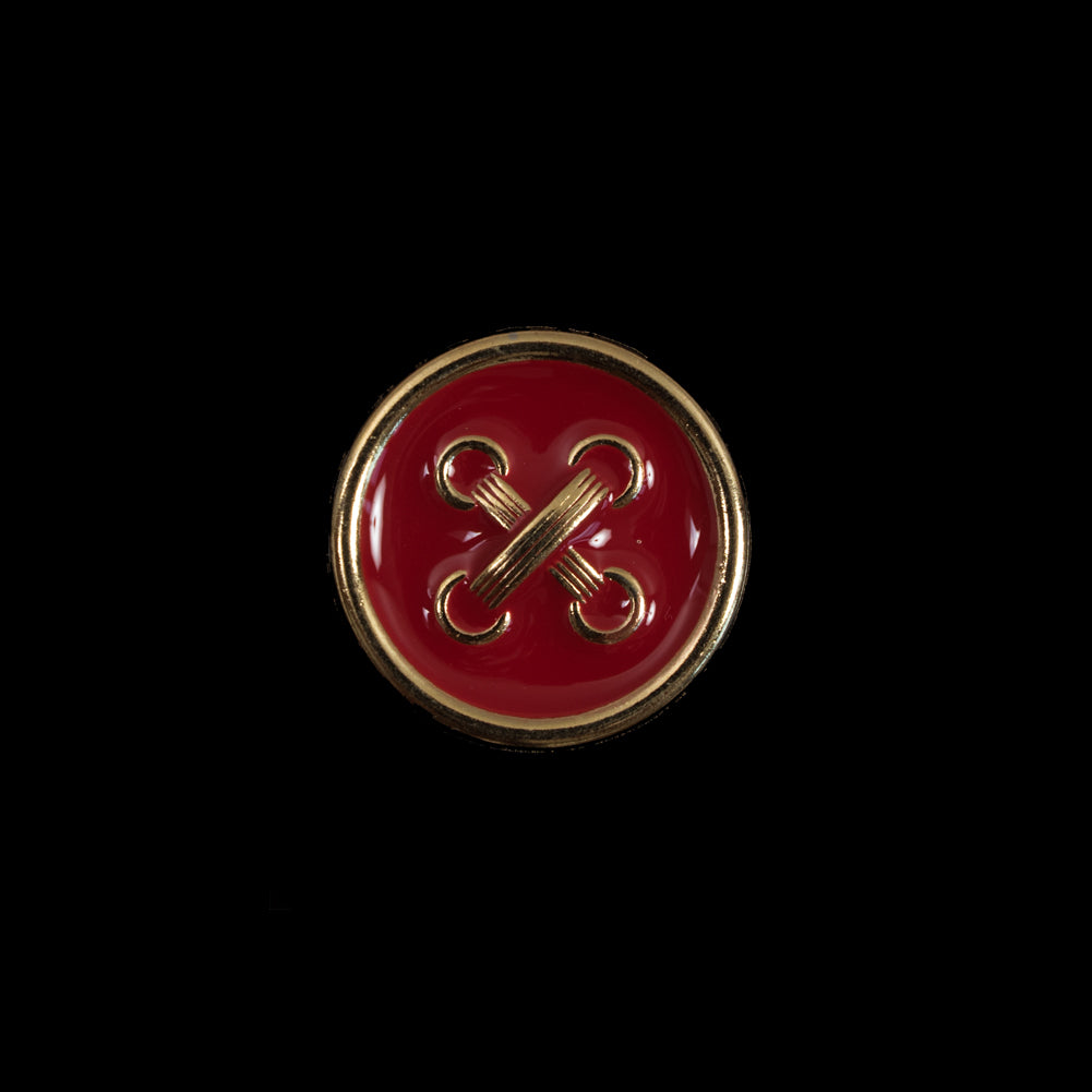 Italian Red and Gold Metal Button - 24L/15mm Italian Red and Gold Metal Button - 24L/15mm