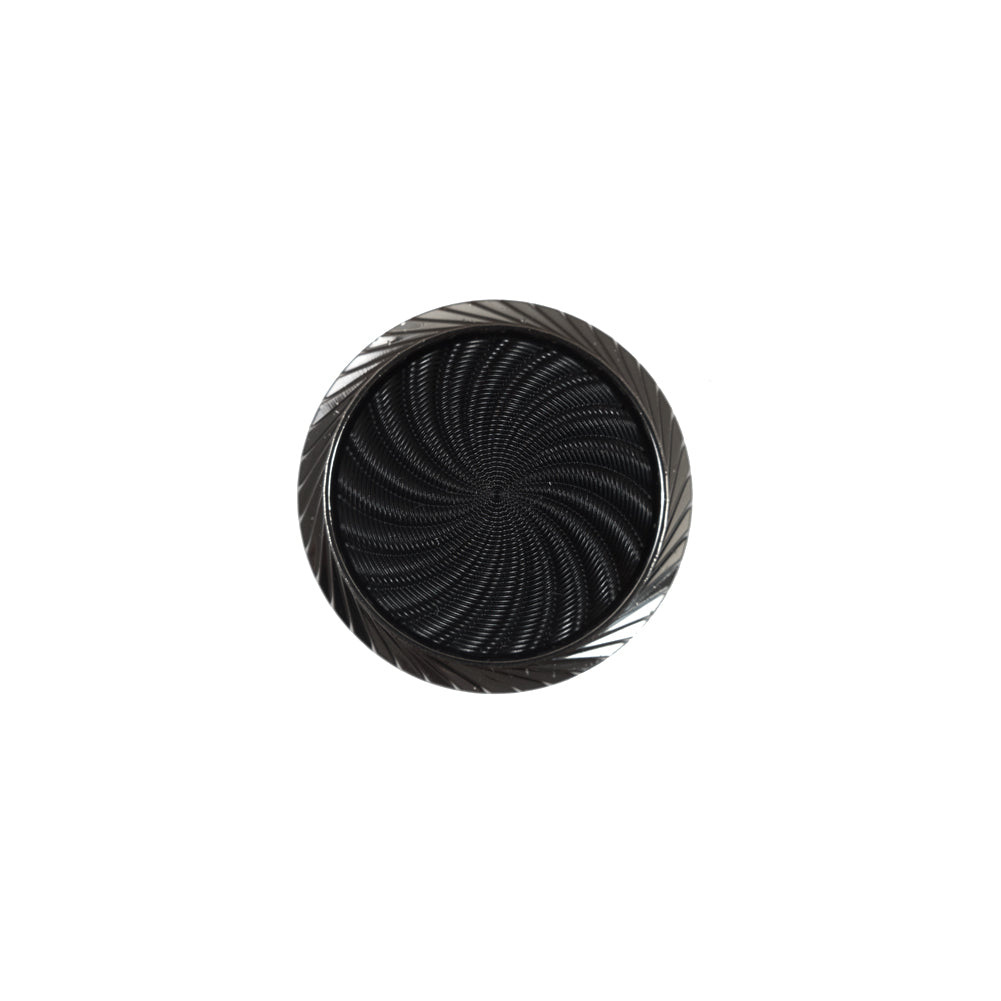 Italian Black and Silver Plastic Shank Back Button - 24L/15mm Italian Black and Silver Plastic Shank Back Button - 24L/15mm