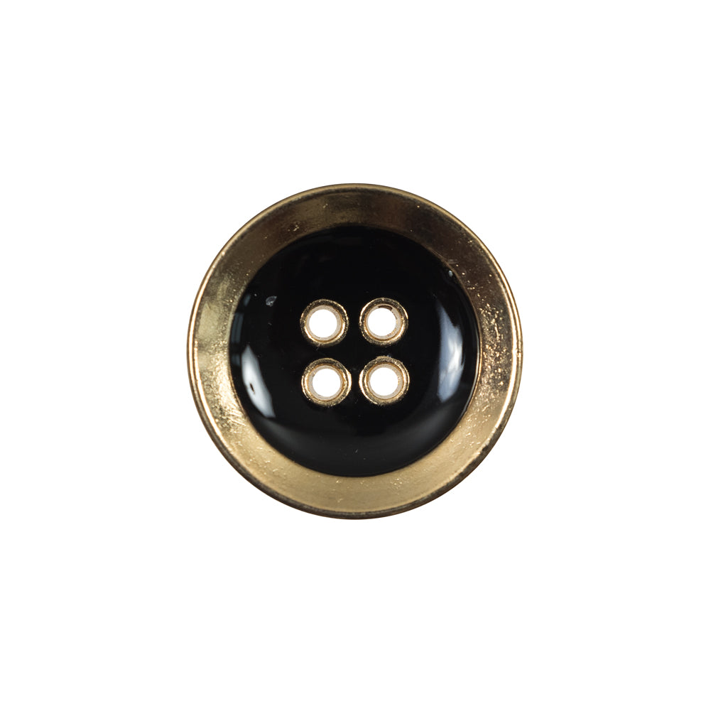 Italian Black and Gold Metal 4-Hole Button - 32L/20mm Italian Black and Gold Metal 4-Hole Button - 32L/20mm