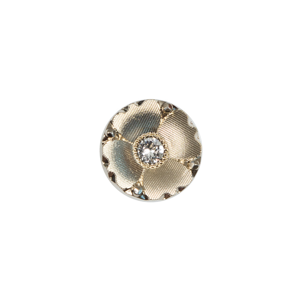 Italian Gold Floral Button with Rhinestone Core - 20L/12.5mm Italian Gold Floral Button with Rhinestone Core - 20L/12.5mm