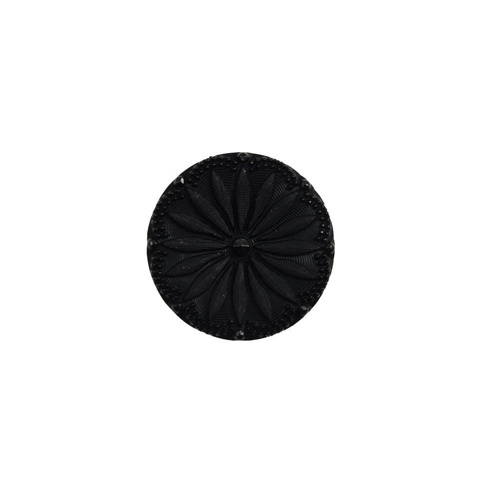 Italian Black Etched Shank Back Button - 24L/15mm Italian Black Etched Shank Back Button - 24L/15mm