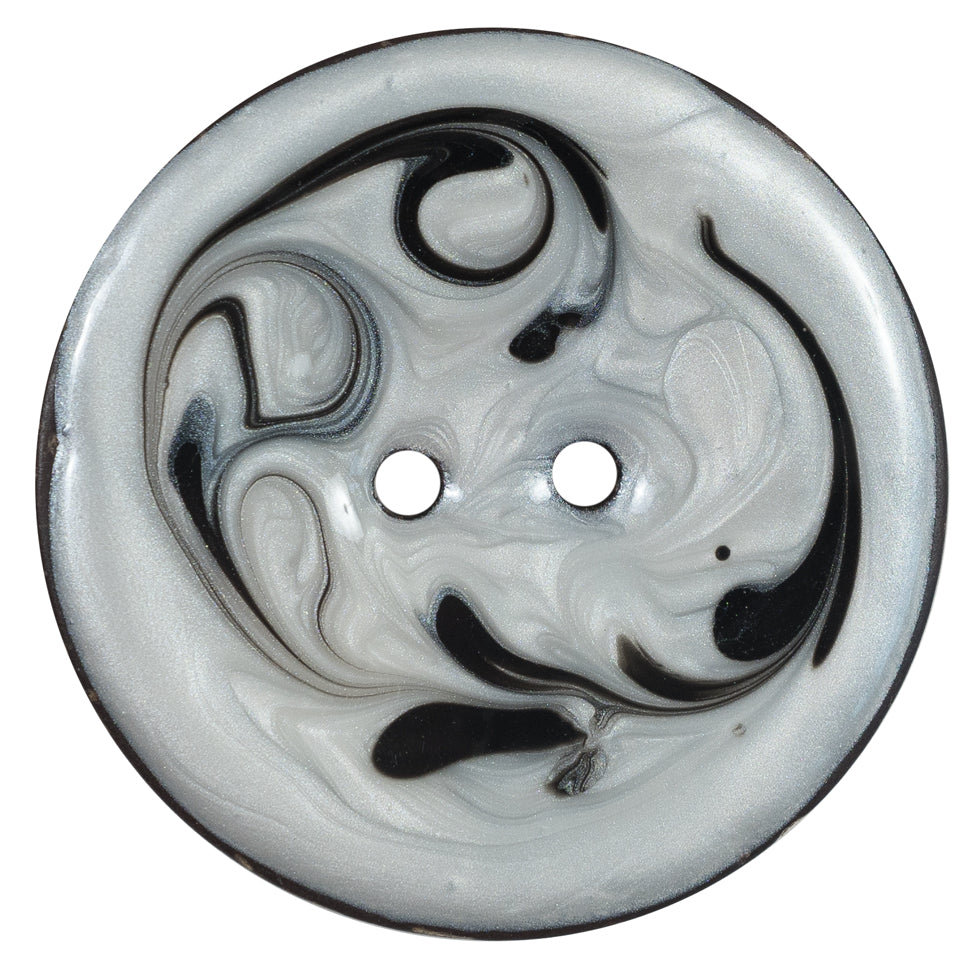 Italian Black and Ivory Swirl 2-Hole Button - 64L/40.5mm Italian Black and Ivory Swirl 2-Hole Button - 64L/40.5mm