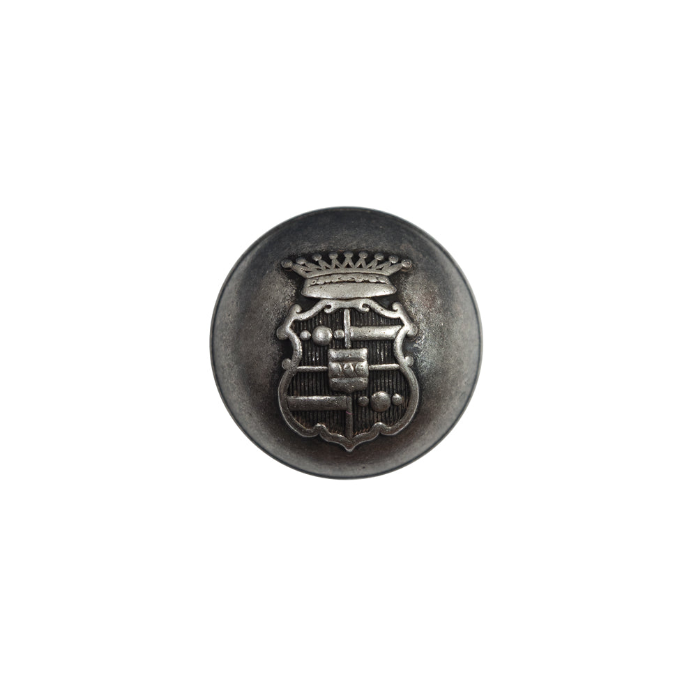 Italian Silver Metal Crest Button - 24L/15mm Italian Silver Metal Crest Button - 24L/15mm