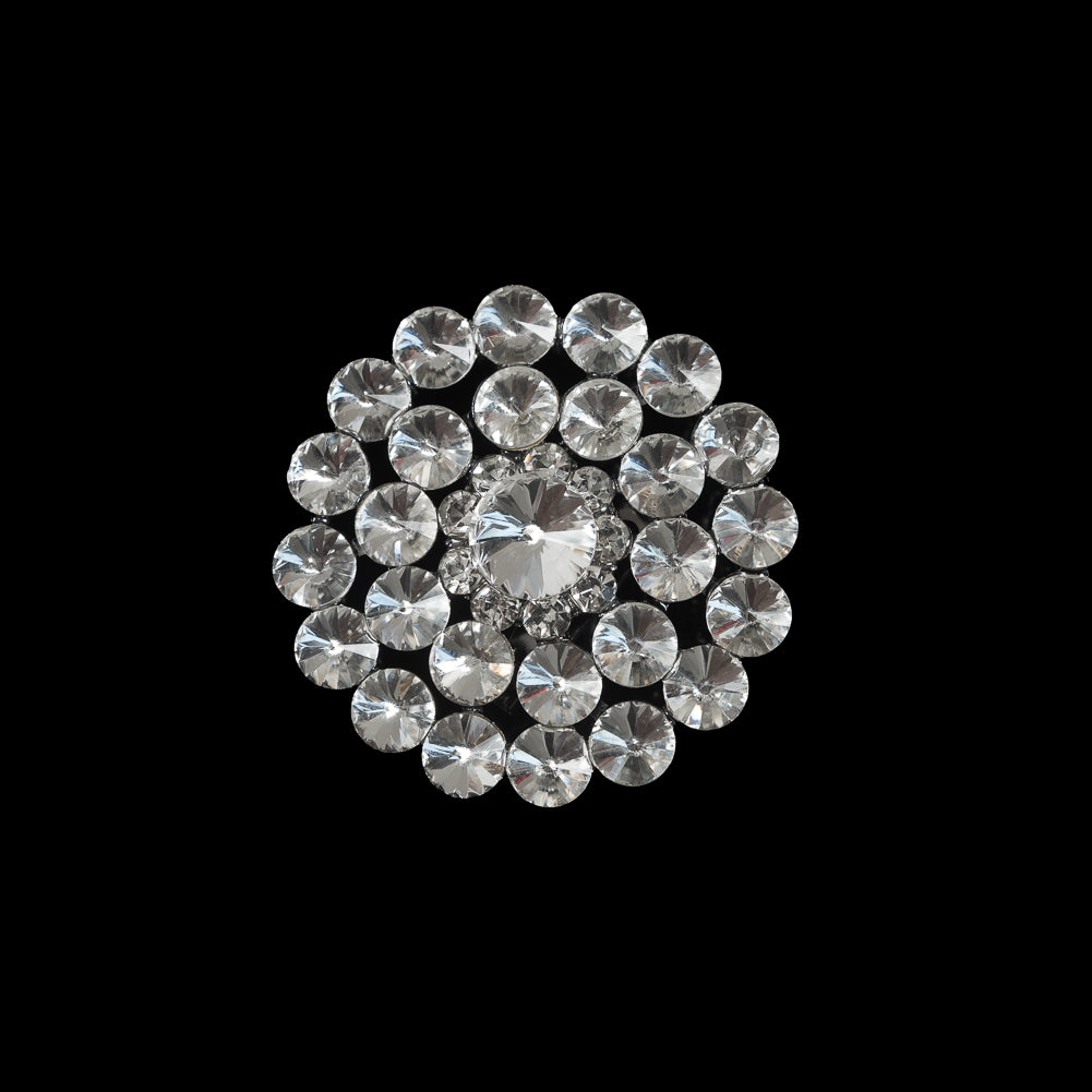 Italian Silver Crystal Brooch - 2 Italian Silver Crystal Brooch - 2