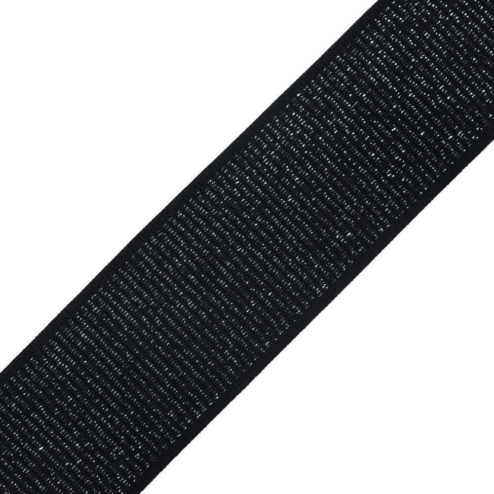 Italian Black and Metallic Silver Elastic Trim - 2.75 Italian Black and Metallic Silver Elastic Trim - 2.75