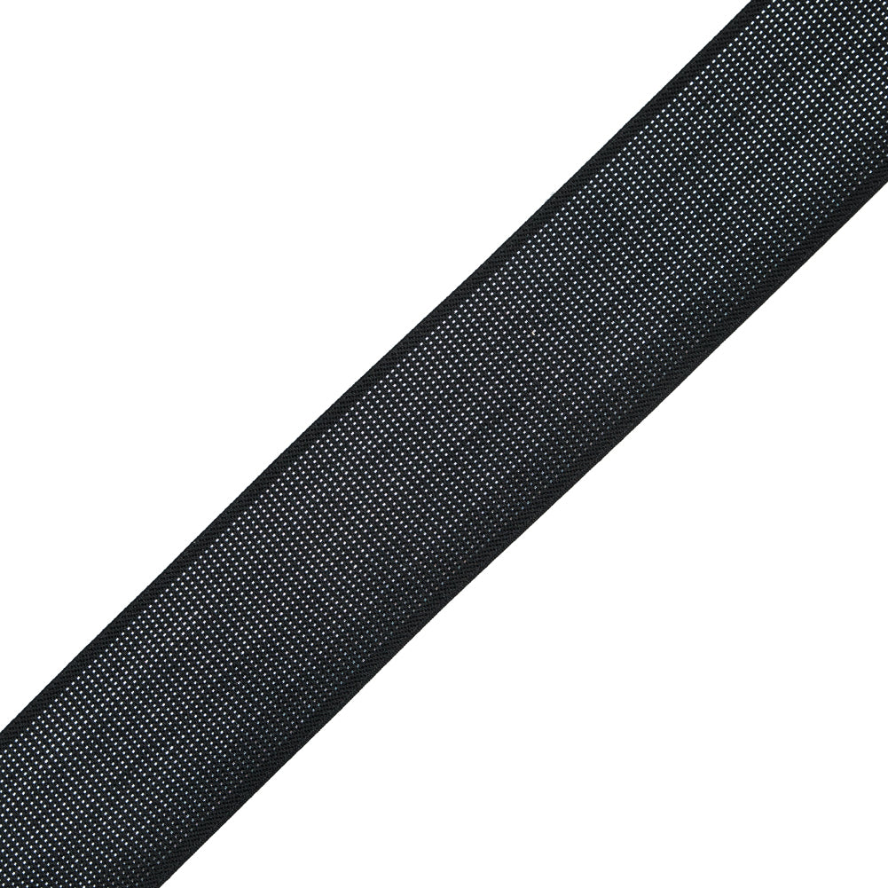 Italian Metallic Silver and Black Elastic - 1.75 Italian Metallic Silver and Black Elastic - 1.75
