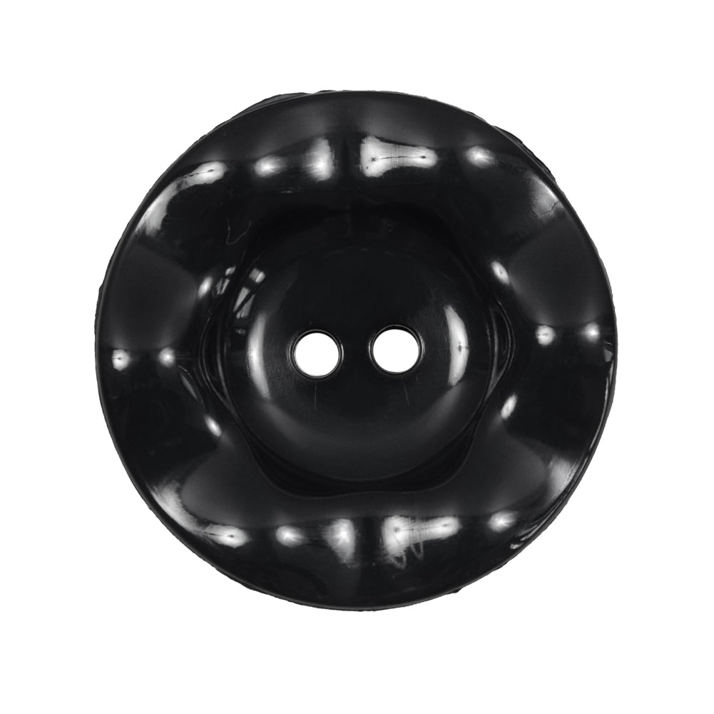 Italian Black Wavy Plastic 2-Hole - 44L/28mm Italian Black Wavy Plastic 2-Hole - 44L/28mm