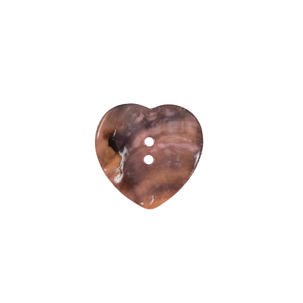 Italian Pink Heart-Shaped Shell Button - 24L/15mm - Detail Italian Pink Heart-Shaped Shell Button - 24L/15mm - Detail
